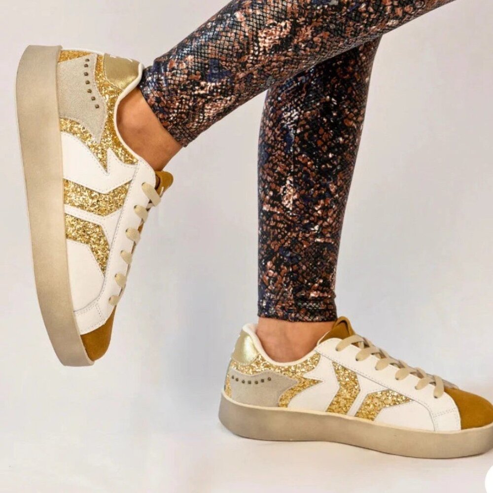 Culture Of Brave Gold Glitter Wings Sneaker Womens